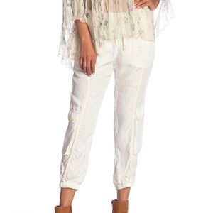 Johnny Was Ramble White Cupro Blend Jogger Pull-on Cargo Pants LARGE